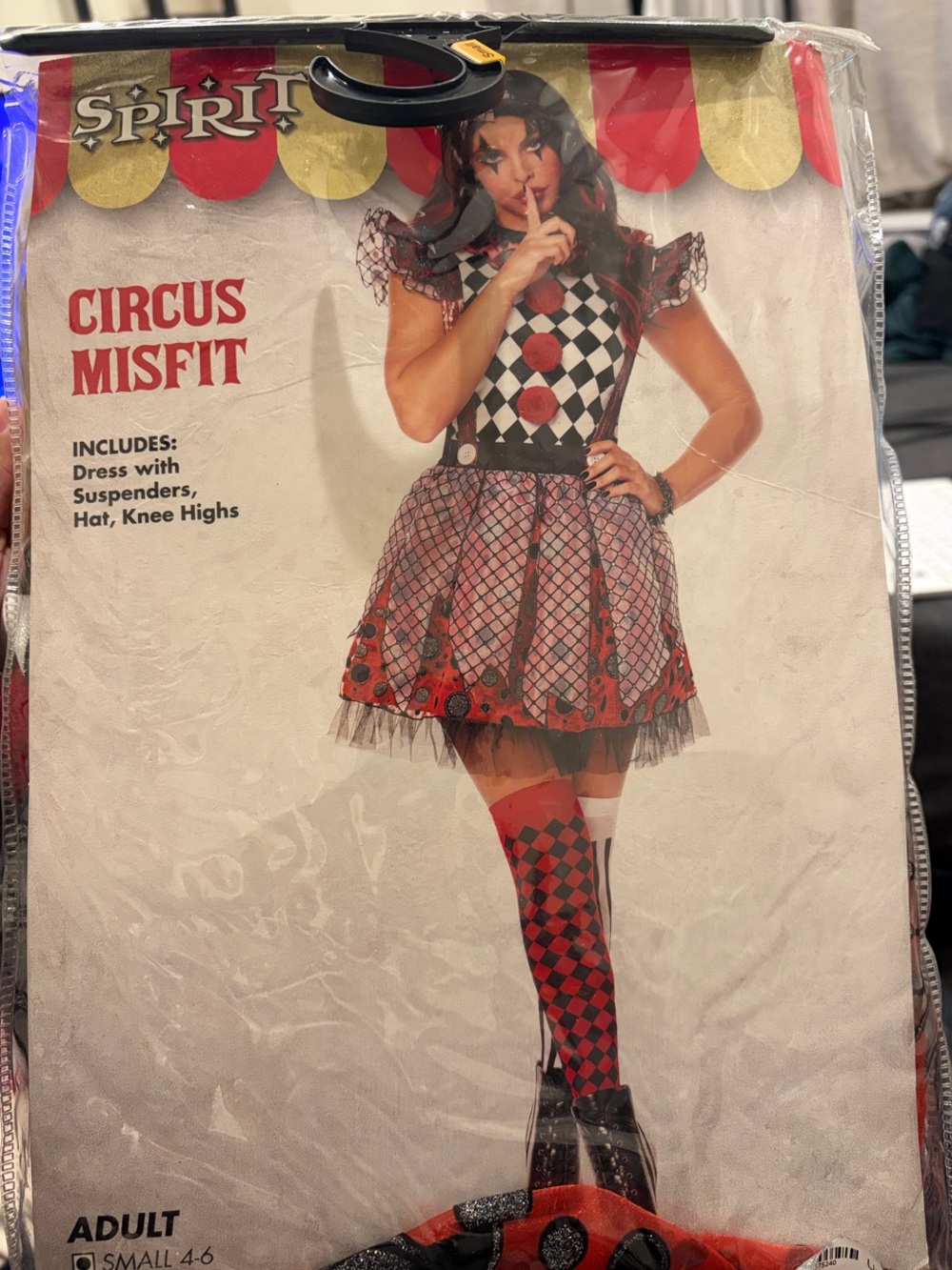 Spirit Circus Misfit Costume - Red, Black, White